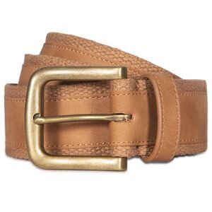 Frye and Co. 38mm Large Khaki Webbing Strap W/ Faux Nubuck Overrlay Mens Belt